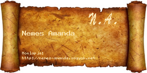 Nemes Amanda névjegykártya